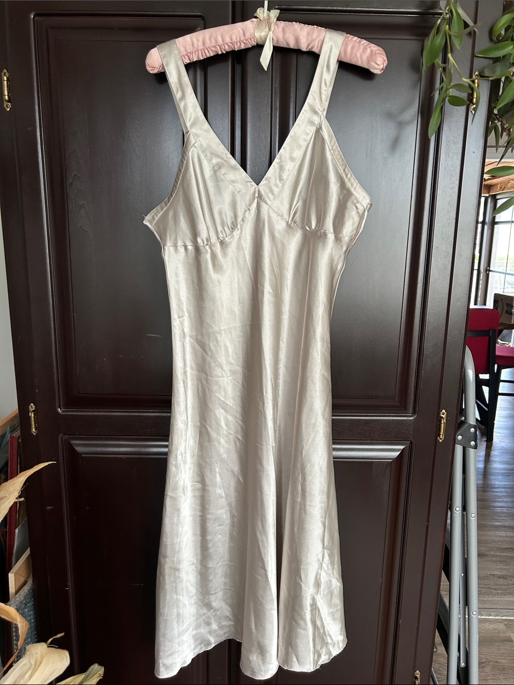Silky Ivory Slip Dress - Women Intimates & Sleepwear adjustable. bottom cut need